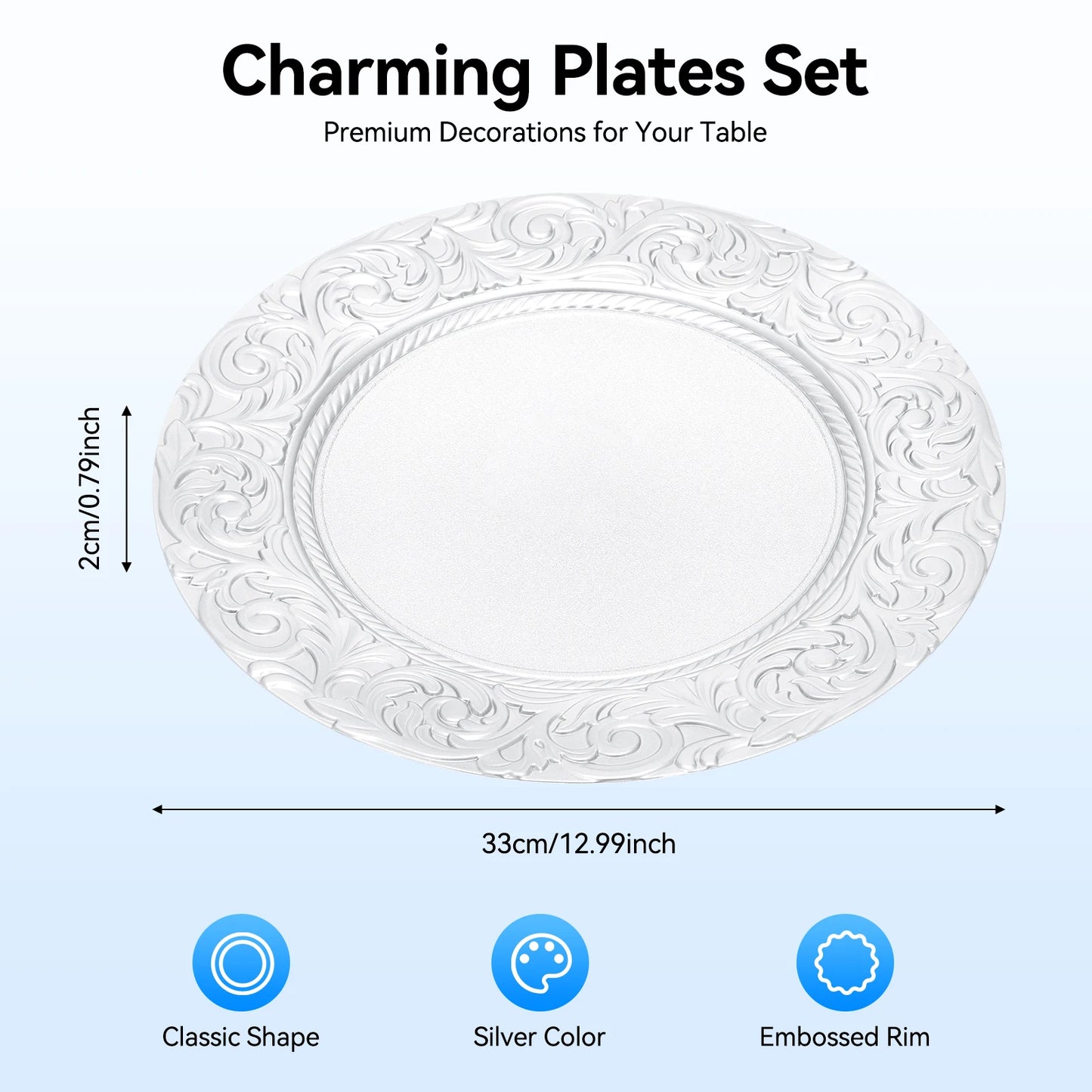 100 Silver Charger Plate Set
