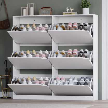 Shoe Storage Cabinet with 6 Flip Drawers