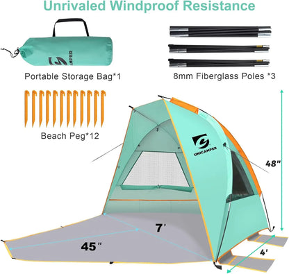 3 Person Beach Tent / Sun Shelter UPF 50+