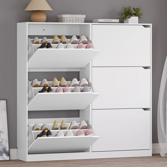 Shoe Storage Cabinet with 6 Flip Drawers