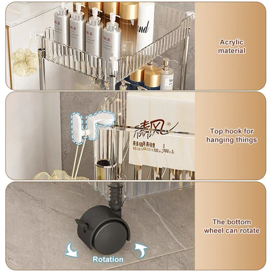 Narrow Storage Rack Trolley Organizer With Wheels