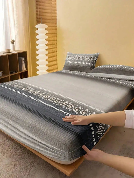 Geometric Pattern Fitted Sheet with Deep Pocket