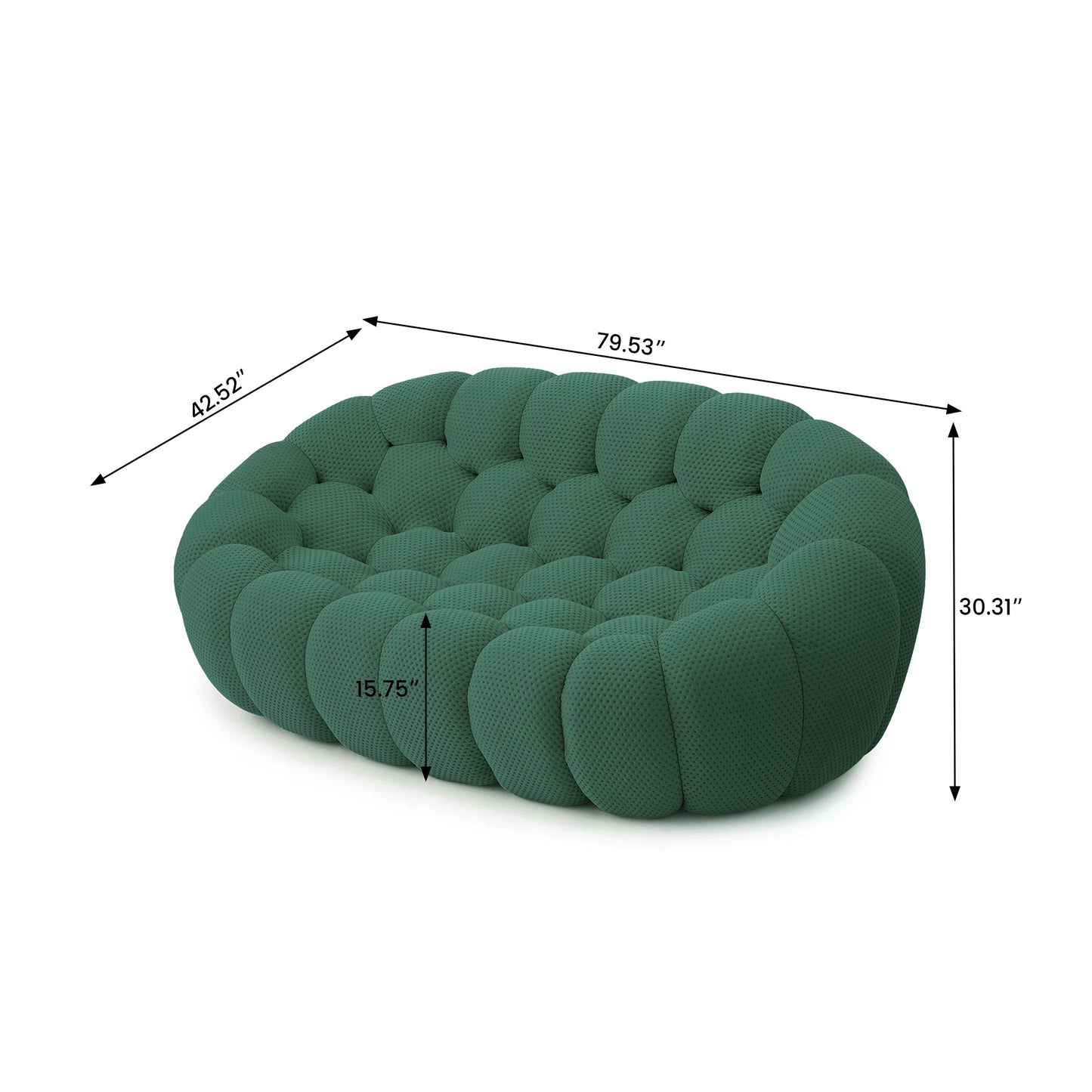 Curved Boneless Loveseat with 3D Knitted Fabric