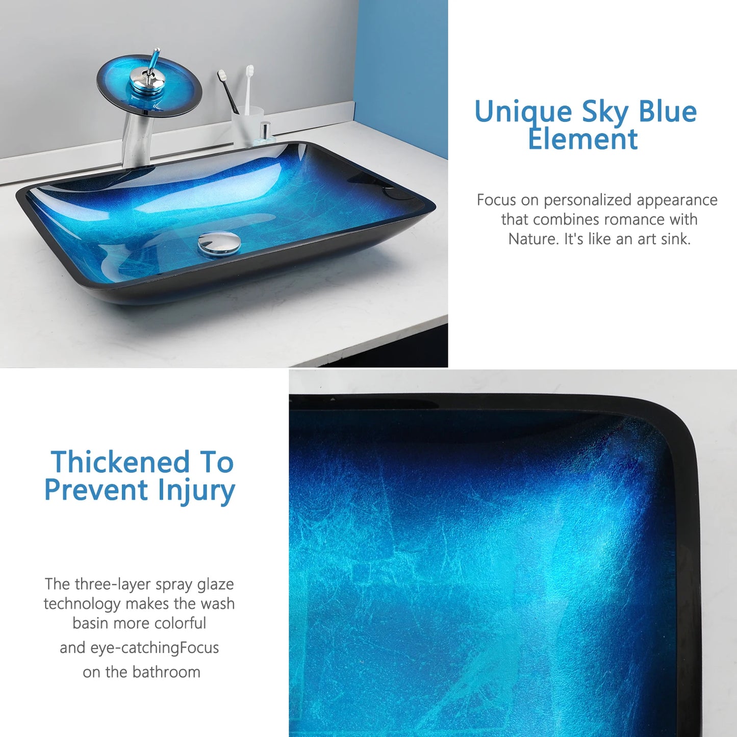 Tempered Glass Washbasin Faucet Set