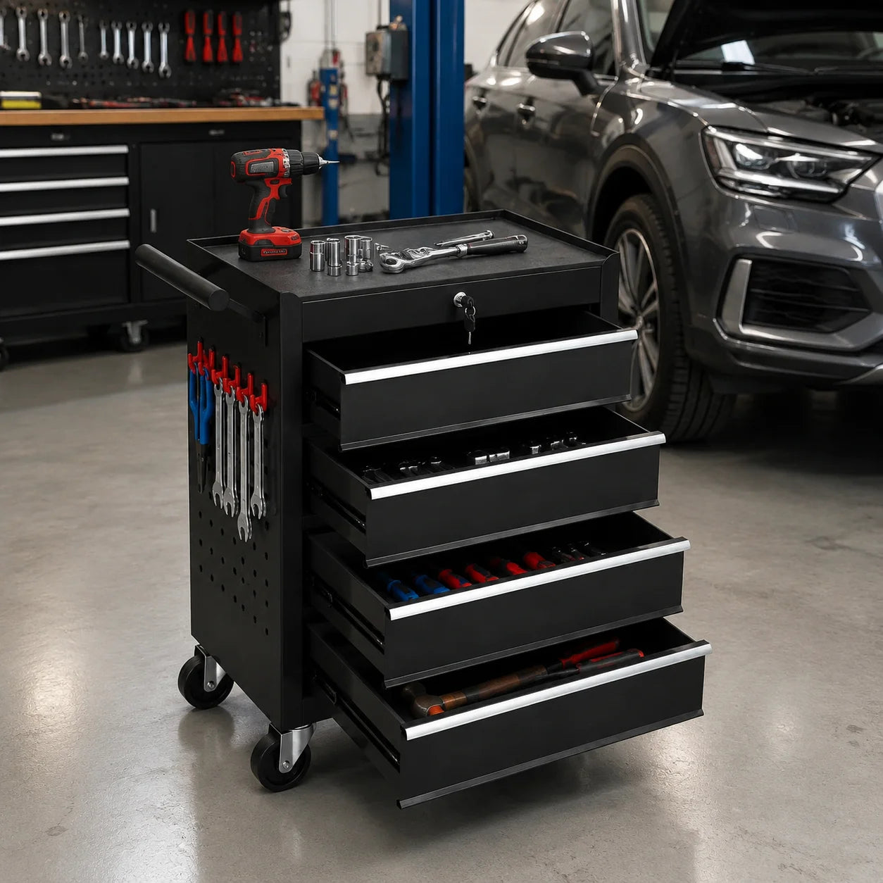 Locking 4 Drawer Rolling Tool Chest
