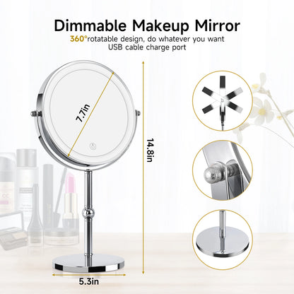 Lighted Makeup Mirror with Brighter Lights,1x/10x
