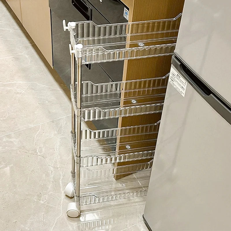 Narrow Storage Rack Trolley Organizer With Wheels