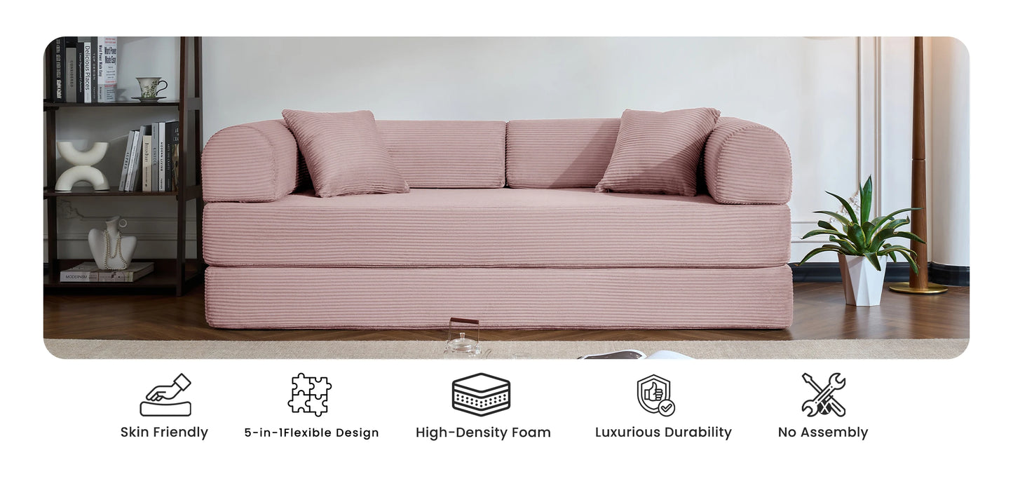 79’’ Folding Convertible Corduroy Sofa Bed