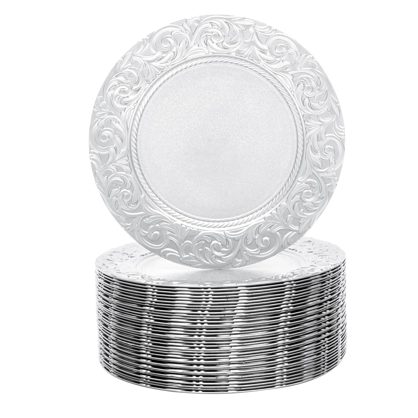 100 Pcs Silver Charger Plates