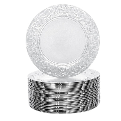 100 Pcs Silver Charger Plates