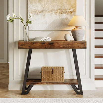 2-Tier Console Table with Metal Frame