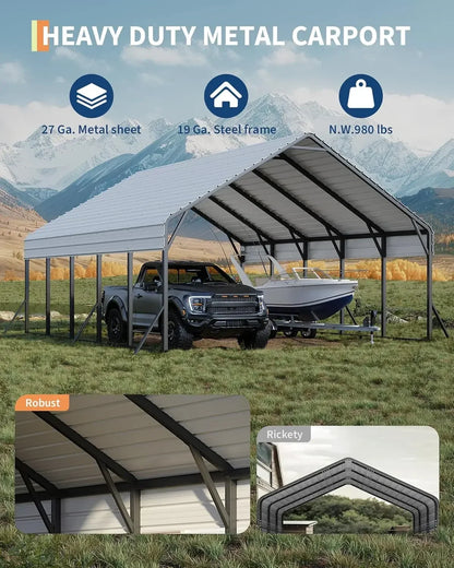 20'x25'x13' Metal Carport for 2 Cars