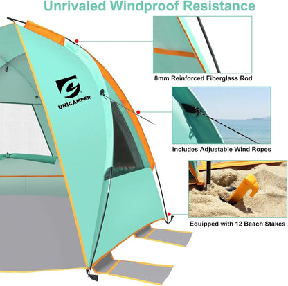 3 Person Beach Tent / Sun Shelter UPF 50+