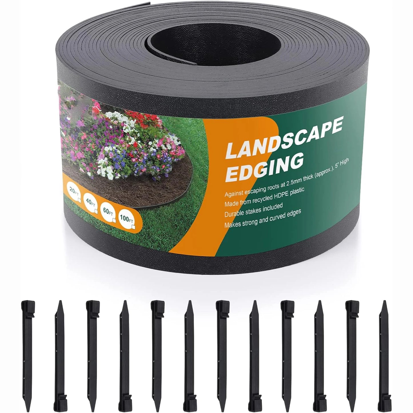 Garden Landscape Edging, 5” Tall Border Coil