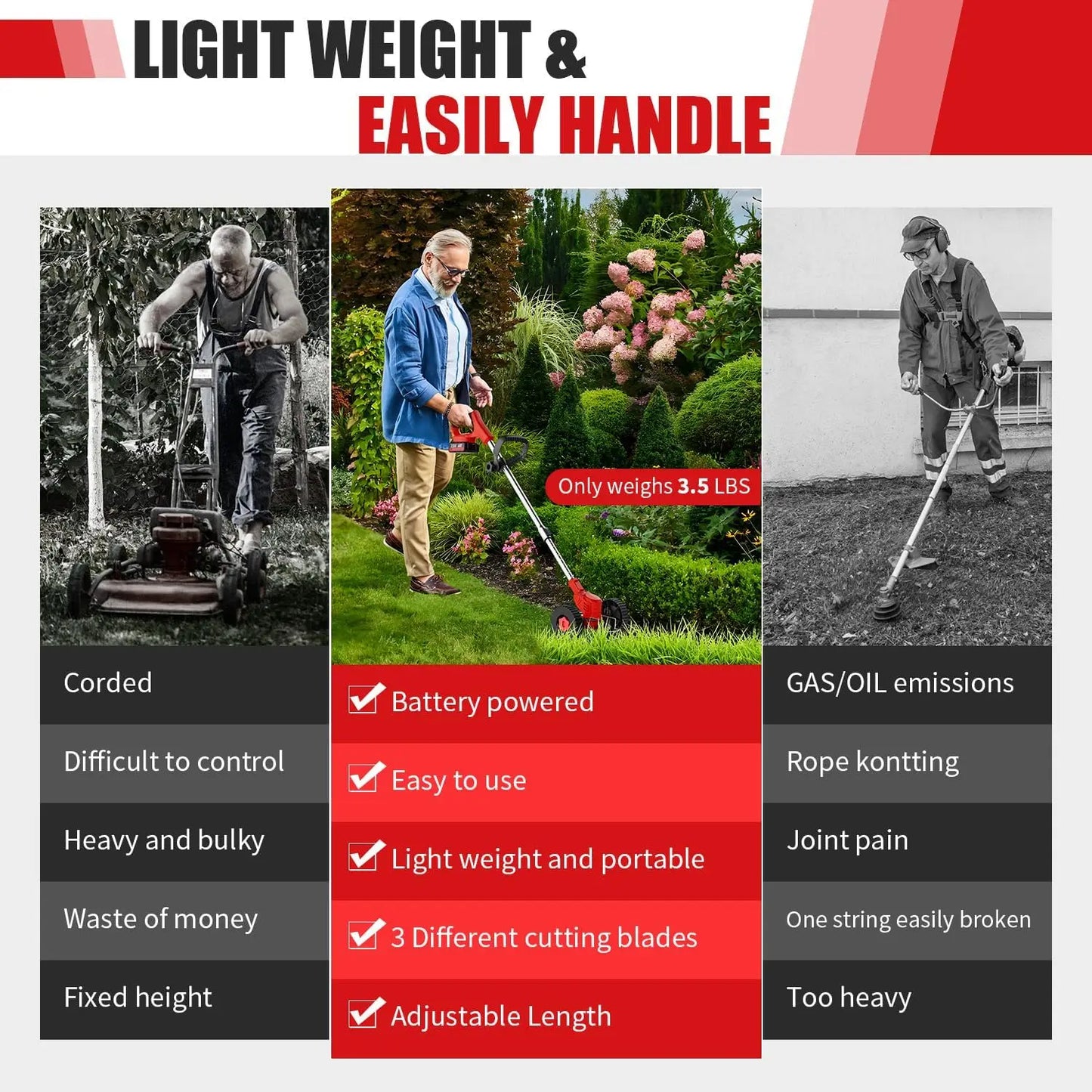 Cordless Lawn Trimmer Weed Wacker Lawn Mower