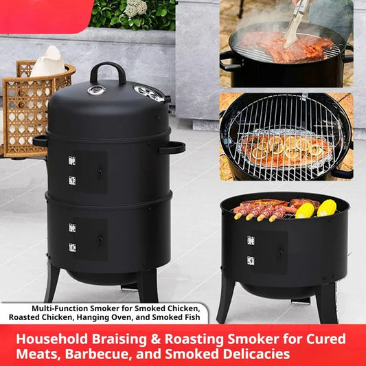 3-Tier Charcoal Smoker Grill