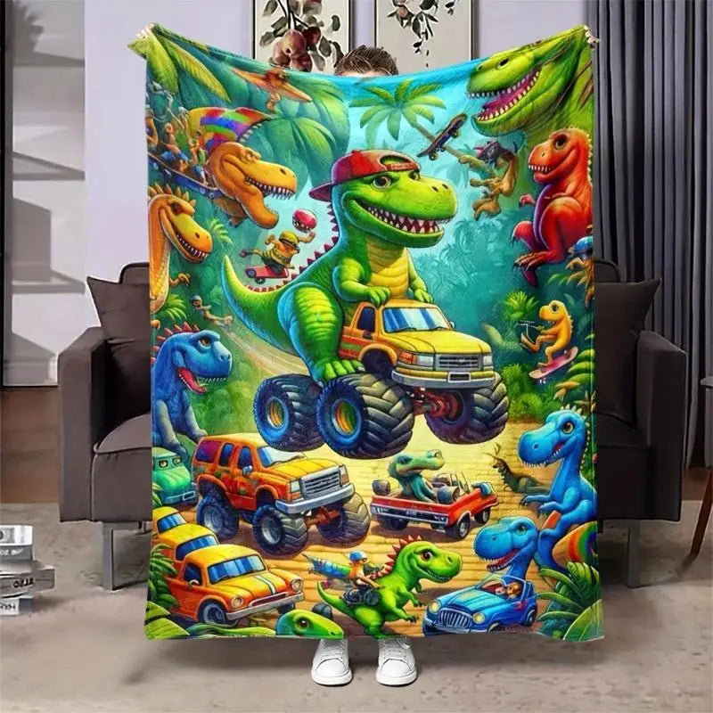 Cartoon Dinosaur Throw Blanket