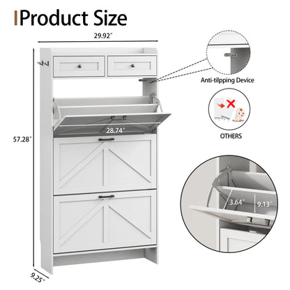 Shoe Cabinet with 3 Flip and 2 Drawers