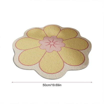 Round Flower Bathroom Mat Quick Drying