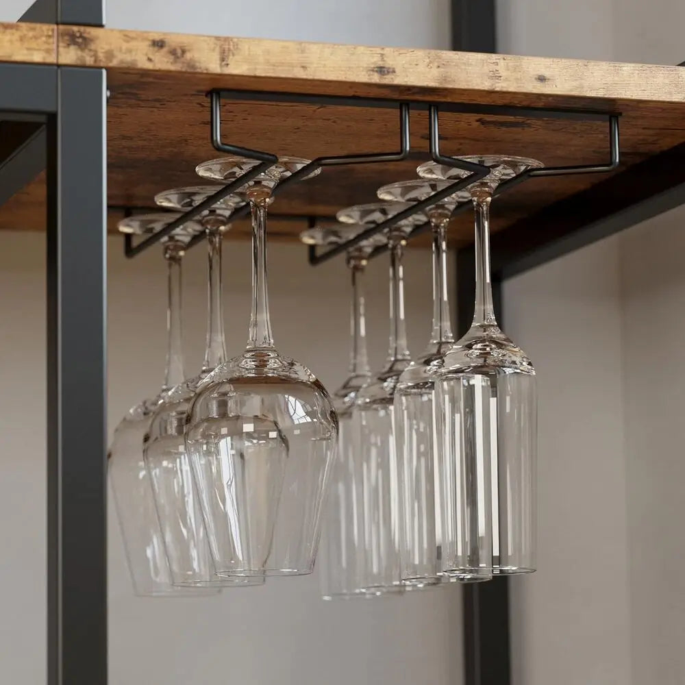Bakers Rack with 2 Storage Cabinets and Outlet