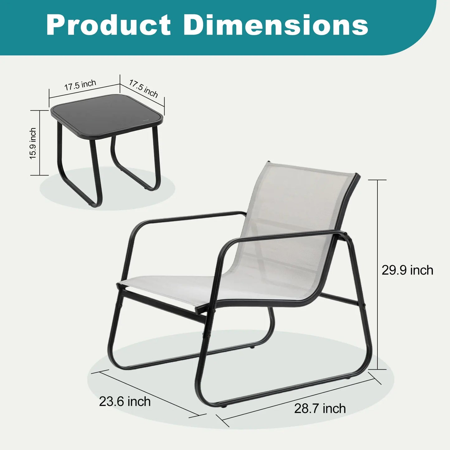 3 Pc Patio Furniture Set with Table