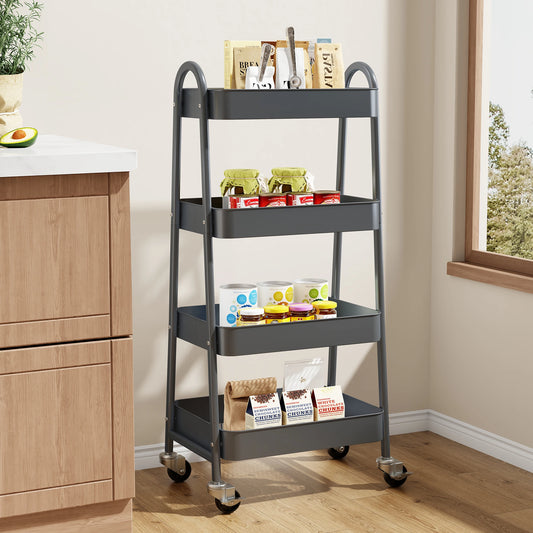 4-Tier Storage Kitchen Cart with Lockable Wheels