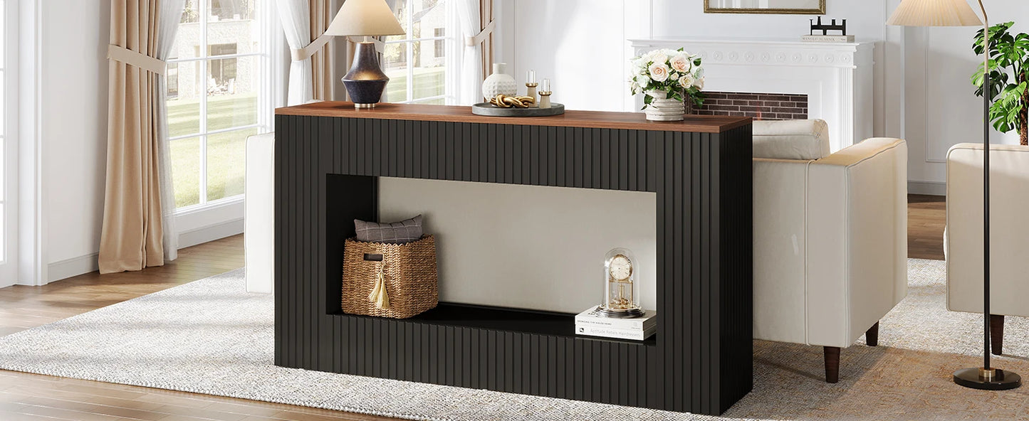 55-Inch Wood Entryway Table with Storage