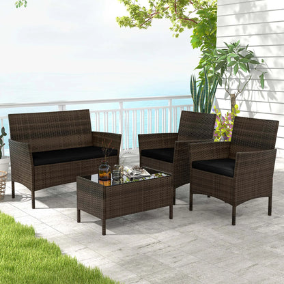 4 PCS Patio Furniture Set with Washable Cushions