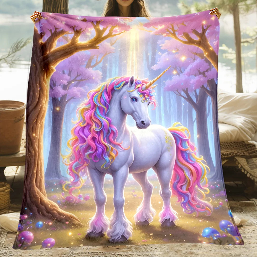 Cozy Unicorn Fairy Flannel Throw Blanket