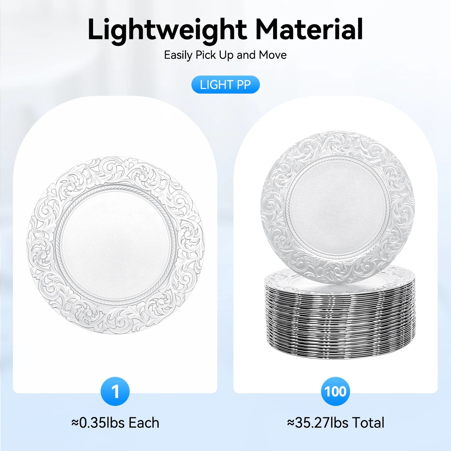 100 Silver Charger Plate Set
