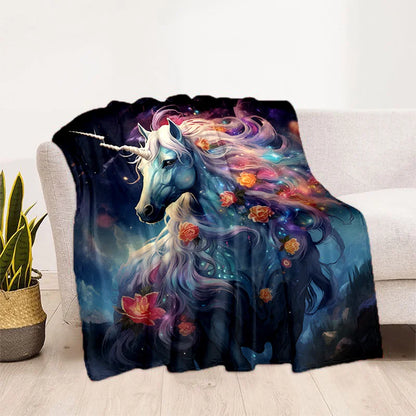 Cozy Fantasy Unicorn Lightweight Flannel Blanket