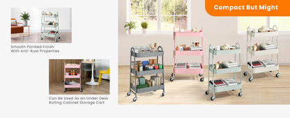 3-Tier Storage Kitchen Cart with Lockable Wheels