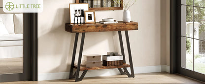 2-Tier Console Table with Metal Frame
