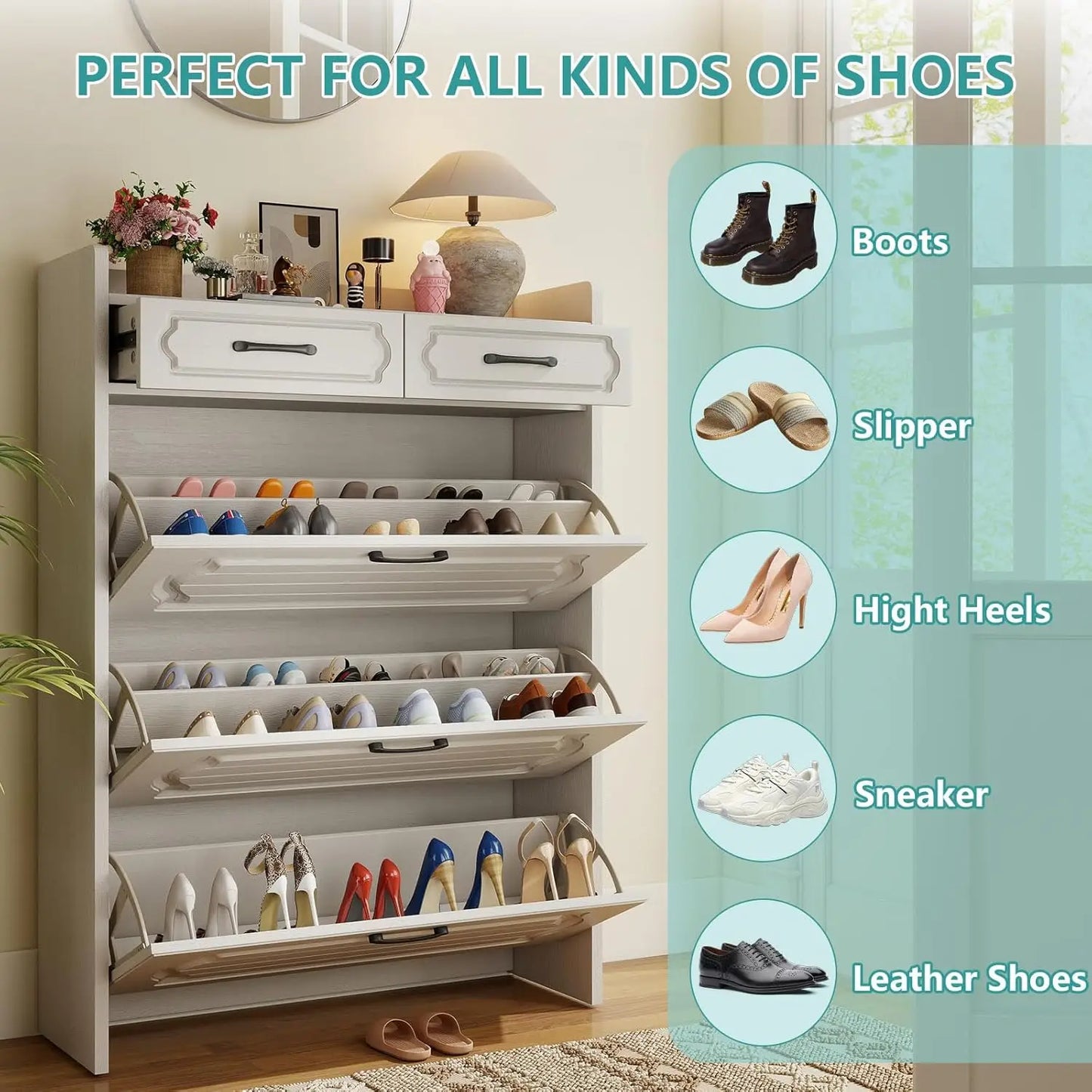 3 Flip Drawer & 2 Storage Drawer Cabinet