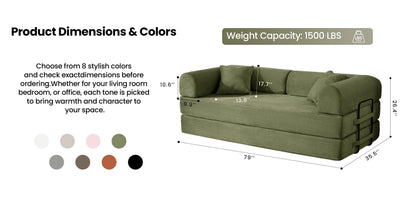 79’’ Folding Convertible Corduroy Sofa Bed