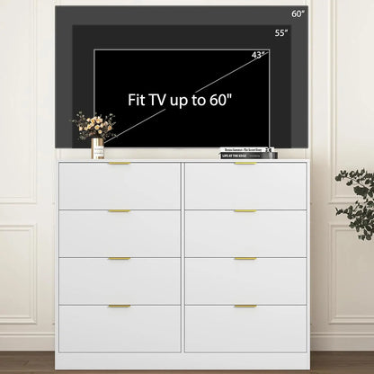 Wide 6 Drawer Dresser with Gold Handles