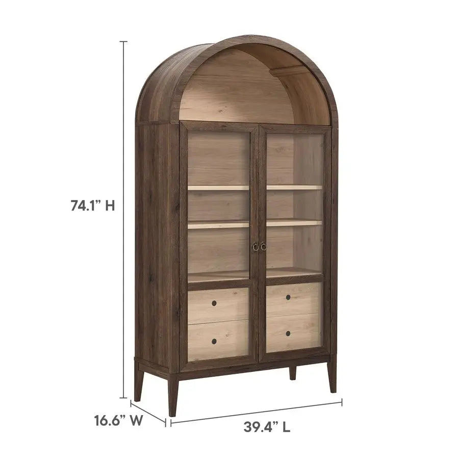 Arch Storage Display Cabinet with Glass Doors