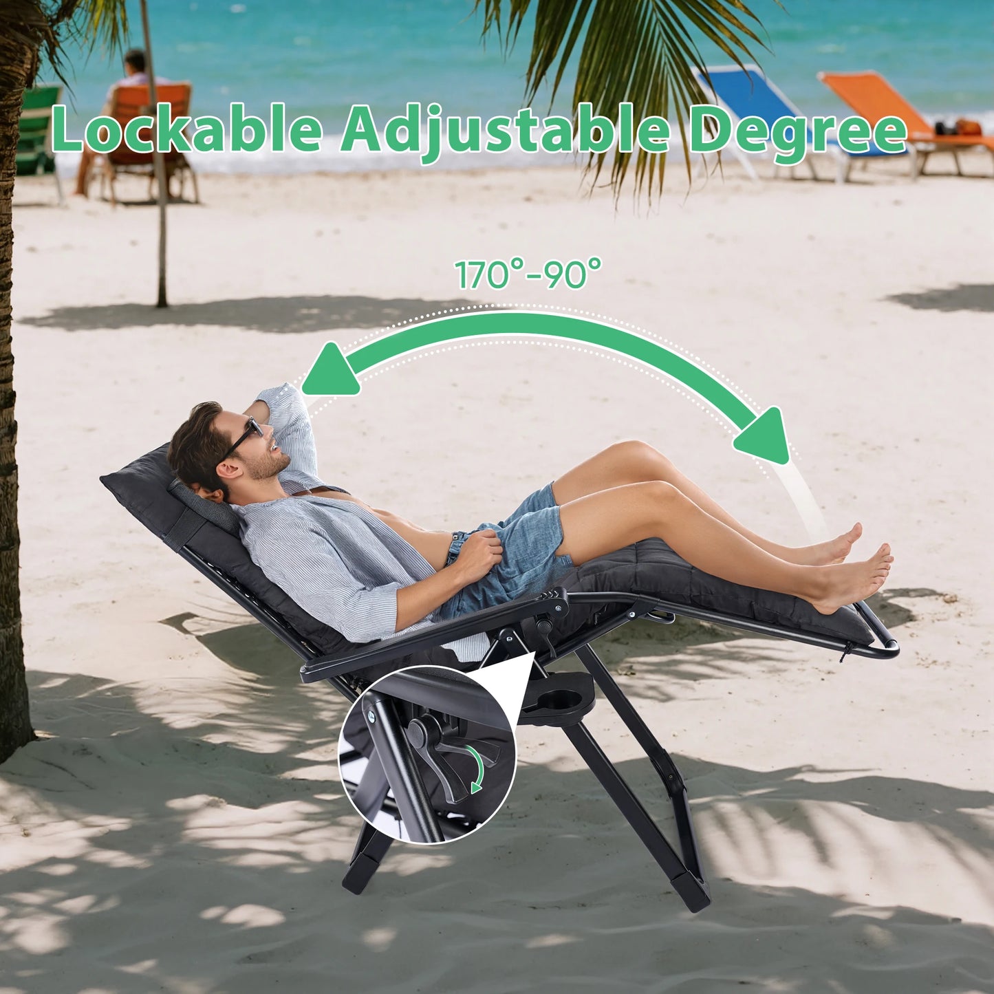 Set of 2 Portable Zero Gravity Recliner Chairs