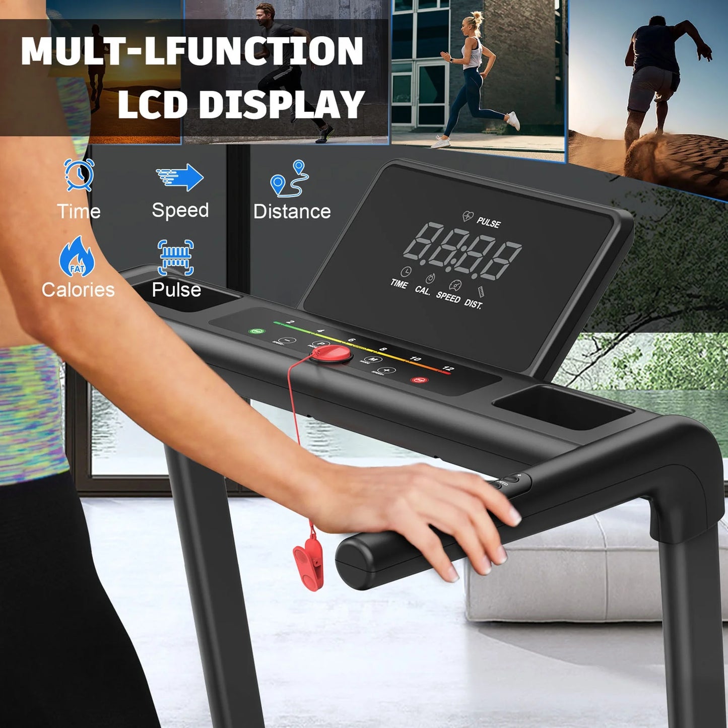 Folding Treadmill 3.5 Horsepower 0.5-8.5MPH 330LBS Capacity
