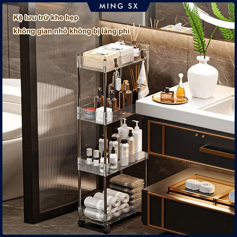 Narrow Storage Rack Trolley Organizer With Wheels