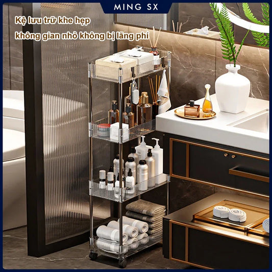 Narrow Storage Rack Trolley Organizer With Wheels