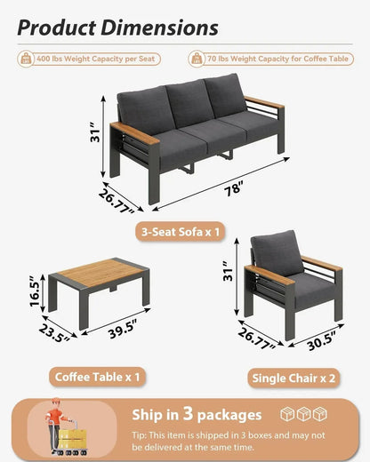 Outdoor Patio Furniture Set, with Coffee Table