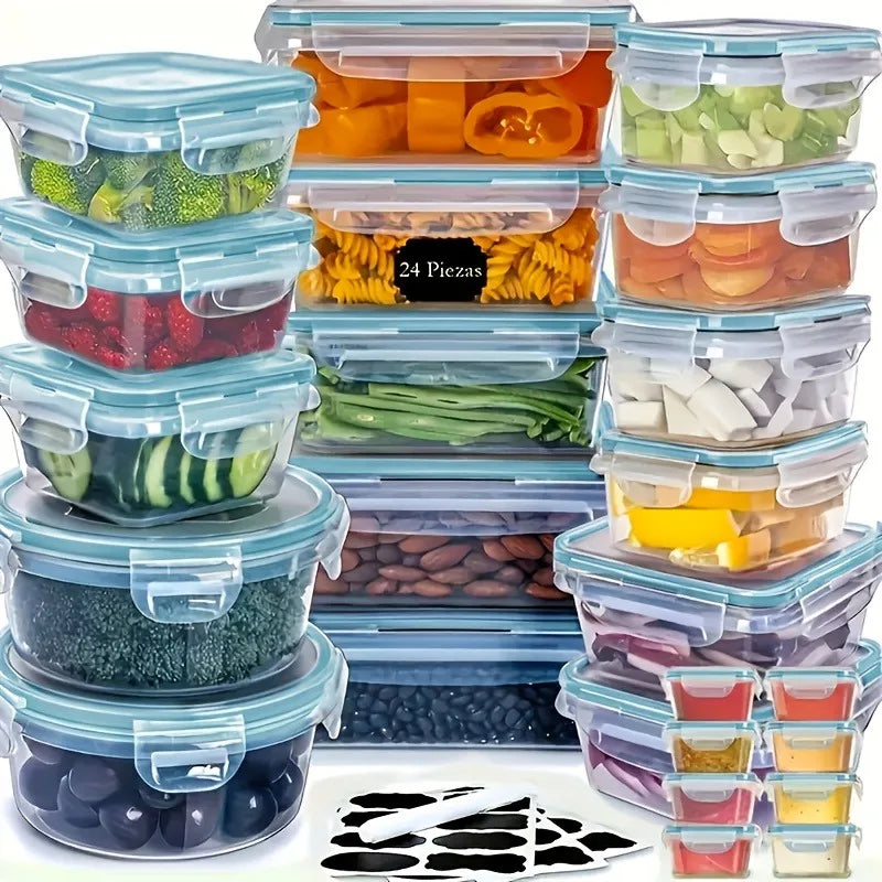 48Pcs BPA-Free Food Storage Set with Labels