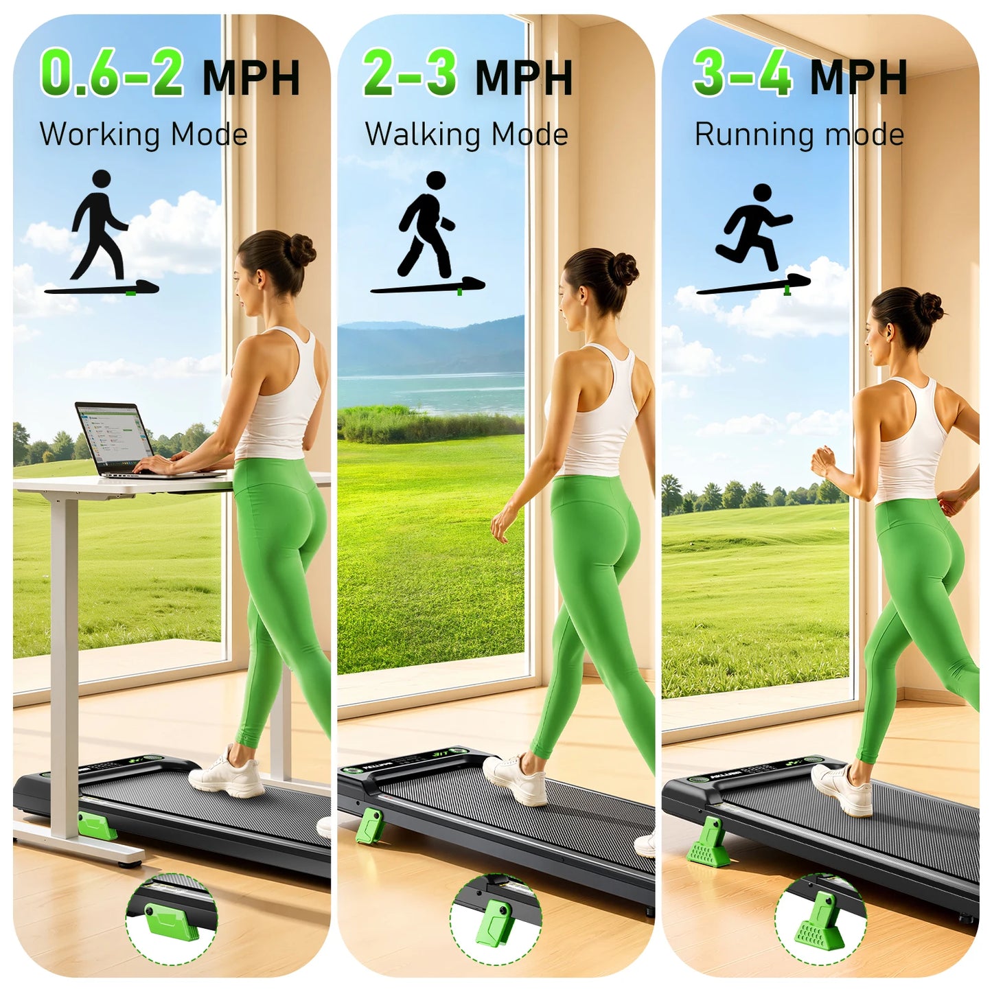 2.5HP Portable Walking Treadmill with 300Lbs Capacity