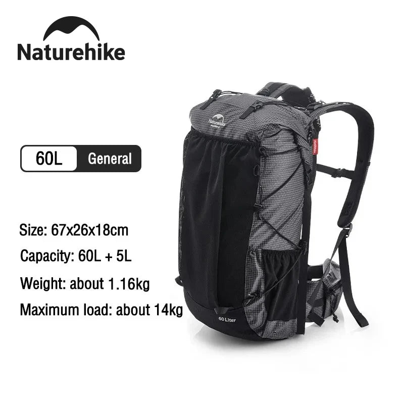 Outdoor Backpack 60+5L Waterproof High Capacity Sports