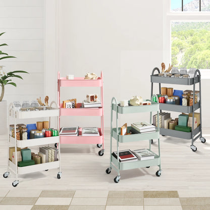 3-Tier Storage Kitchen Cart with Lockable Wheels