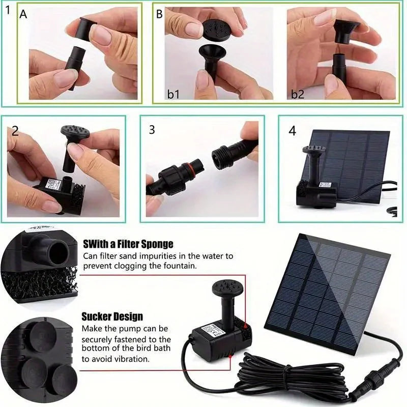 Solar Fountain with 6 Nozzles - 1.4W