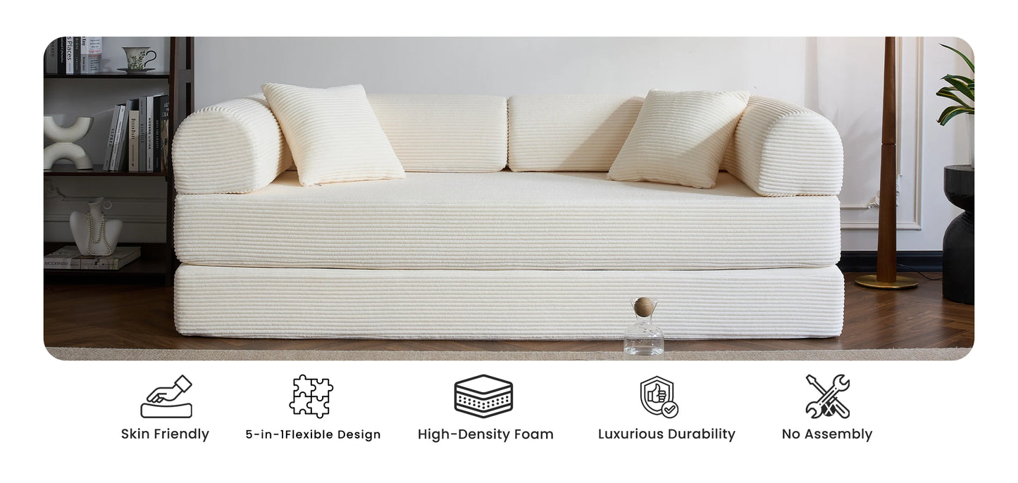 79’’ Folding Convertible Corduroy Sofa Bed
