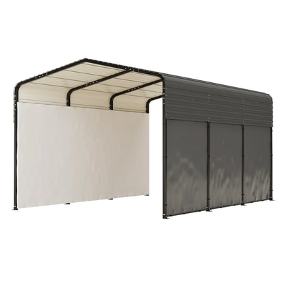 10x15FT Heavy-Duty Metal Carport, Galvanized Steel