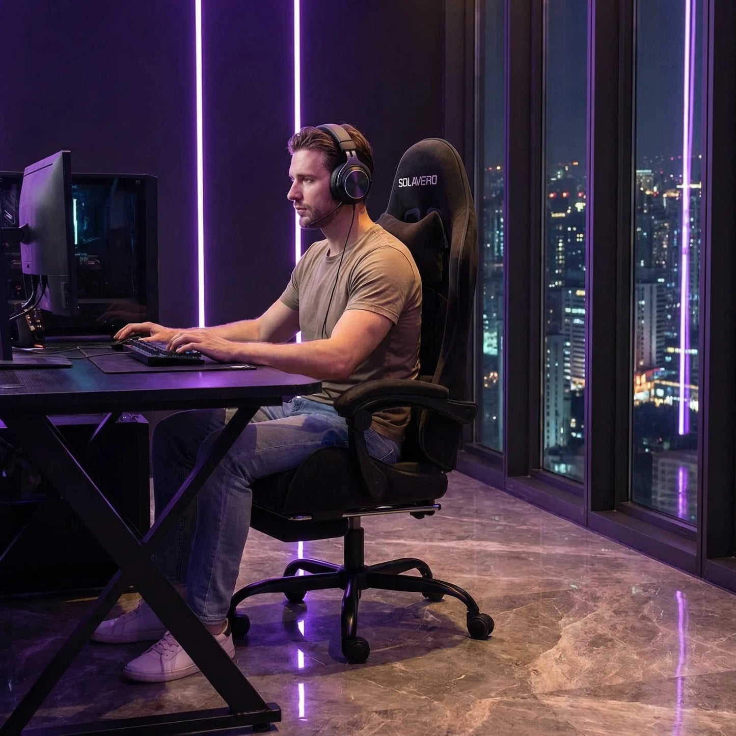 Computer Office Chair with Comfy Fabric